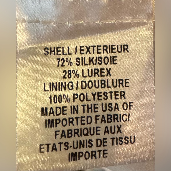 Milly Gold and Cream Silk Blend Patterned Tie Neck Blouse - Size XS - Picture 5 of 5